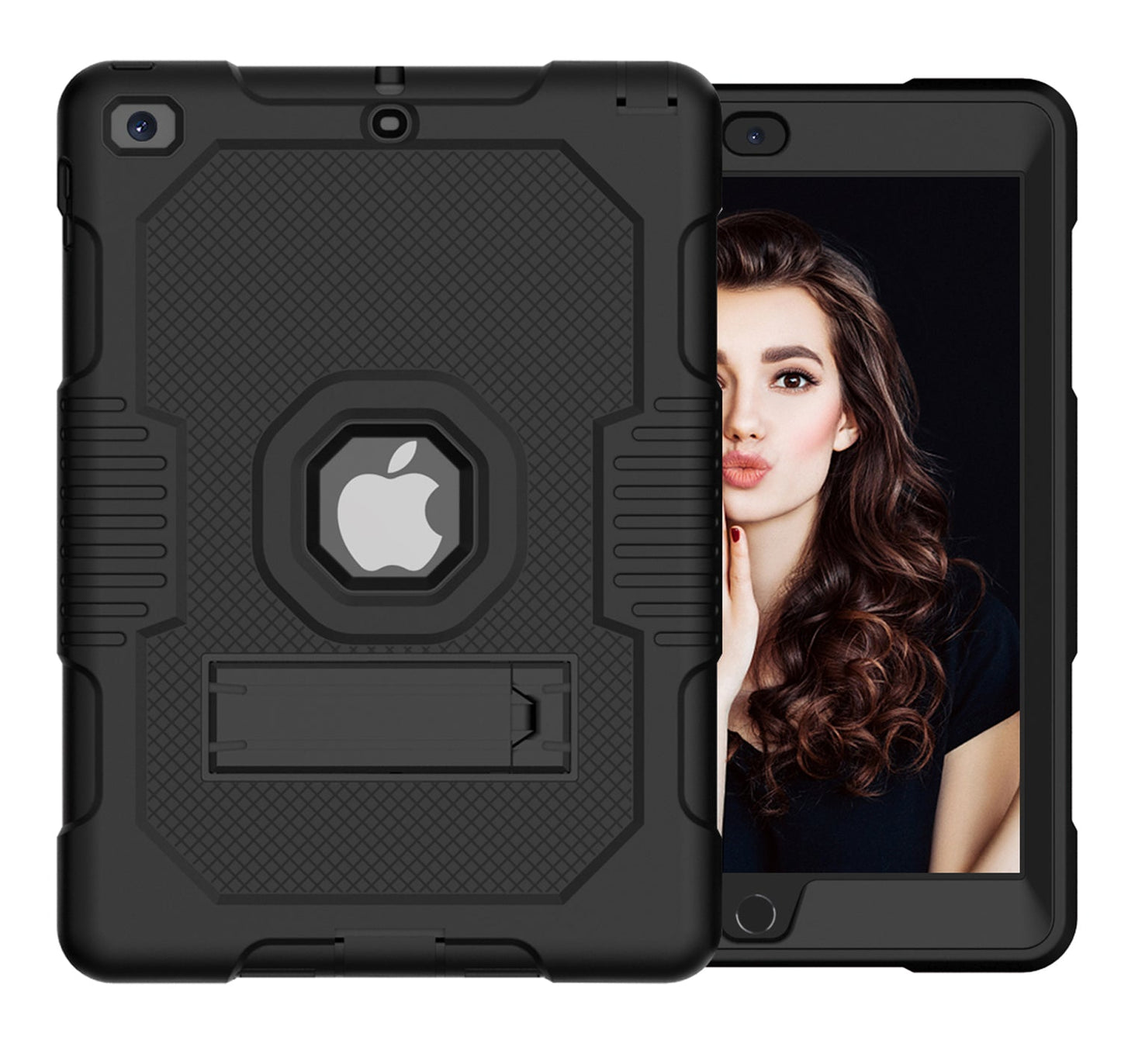 Protective Rugged iPad Case for (10.2-Inch, For iPad 7th, 8th, 9th Gen) - Kickstand Included